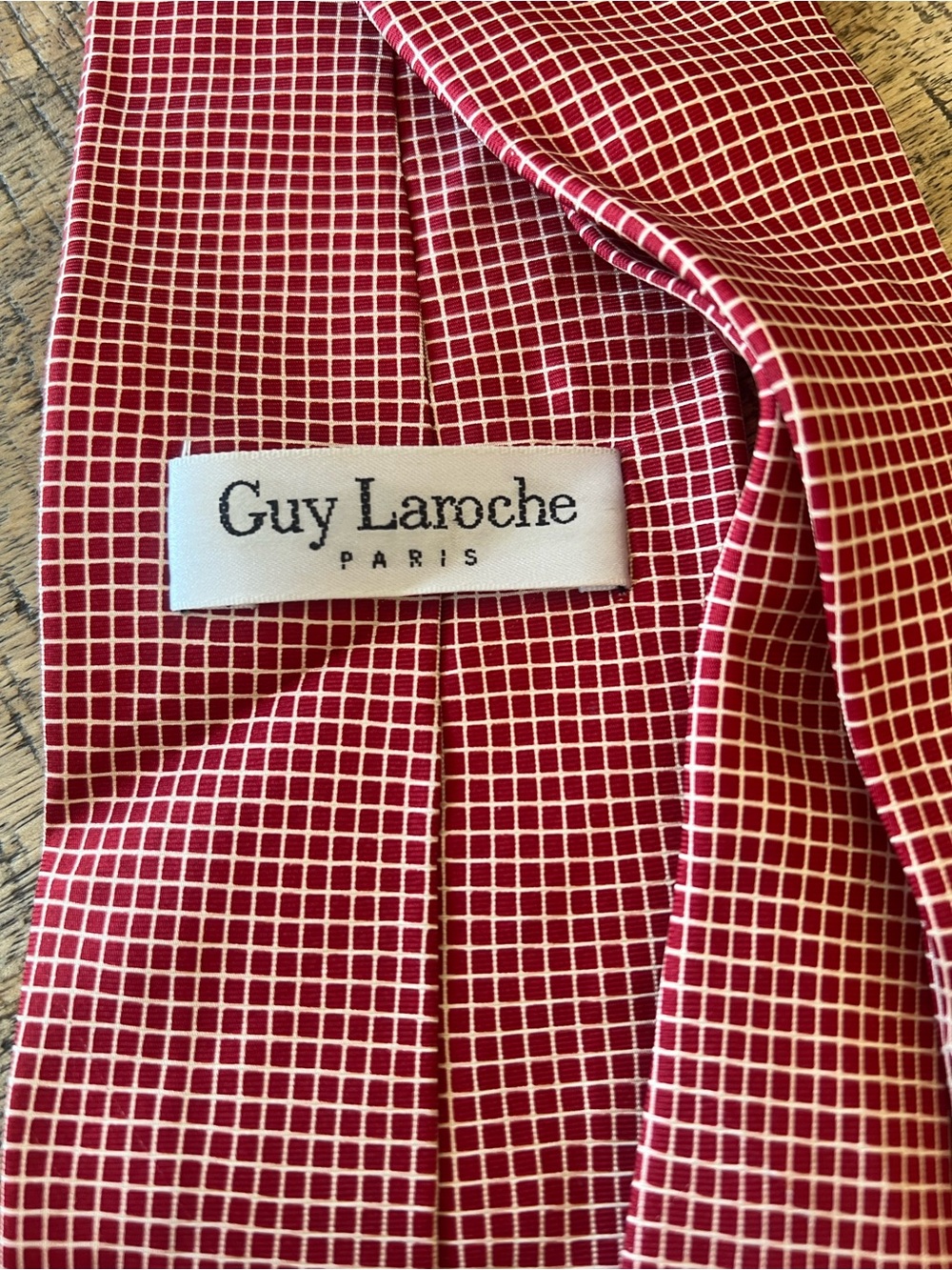 Guy Laroche Red Grid Silk Tie - Picture 3 of 4